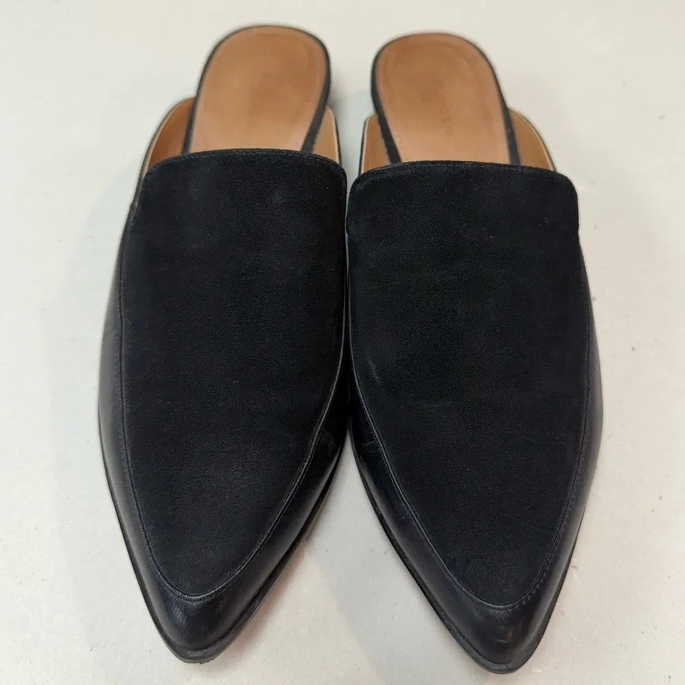 HALOGEN Corbin Black Suede Leather combo mule Size 6.5 - Picture 2 of 6